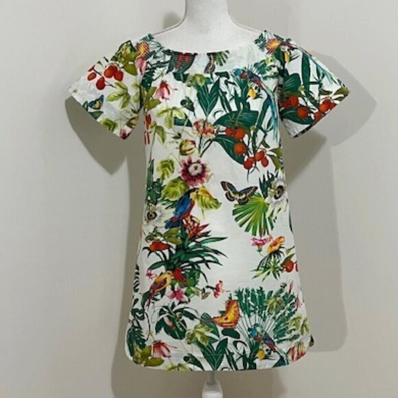 J. Crew Off the Shoulder Ratti Into the Wild Jungle Tropical Cotton Dress - Picture 4 of 5